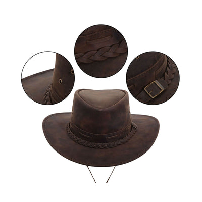 Rustic  Leather Hat  Cowboy, Cowgirl Hat Western Hat For Men & Women