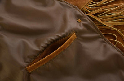 Tan Brown Suede Leather Western Cowboy With Fringe Native American Waistcoat