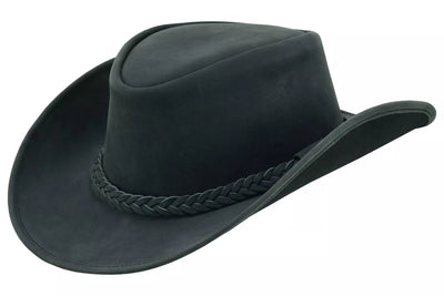 Lesa Collection Rodeo Leather Outback Hat For Men and Women Shapeable Wide Brim