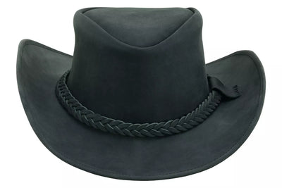 Lesa Collection Rodeo Leather Outback Hat For Men and Women Shapeable Wide Brim