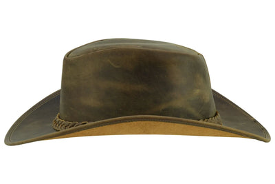 Lesa Collection Rodeo Leather Outback Hat For Men and Women Shapeable Wide Brim