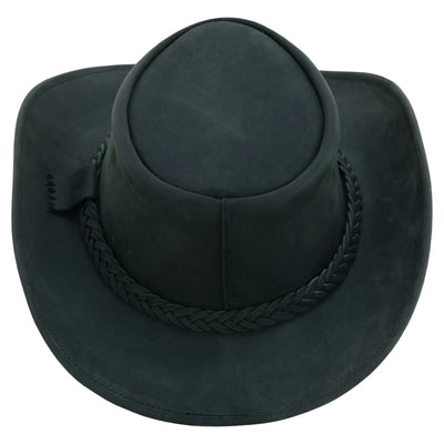 Lesa Collection Rodeo Leather Outback Hat For Men and Women Shapeable Wide Brim