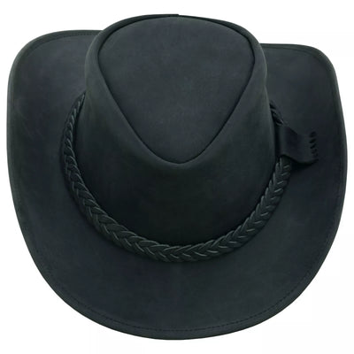 Lesa Collection Rodeo Leather Outback Hat For Men and Women Shapeable Wide Brim