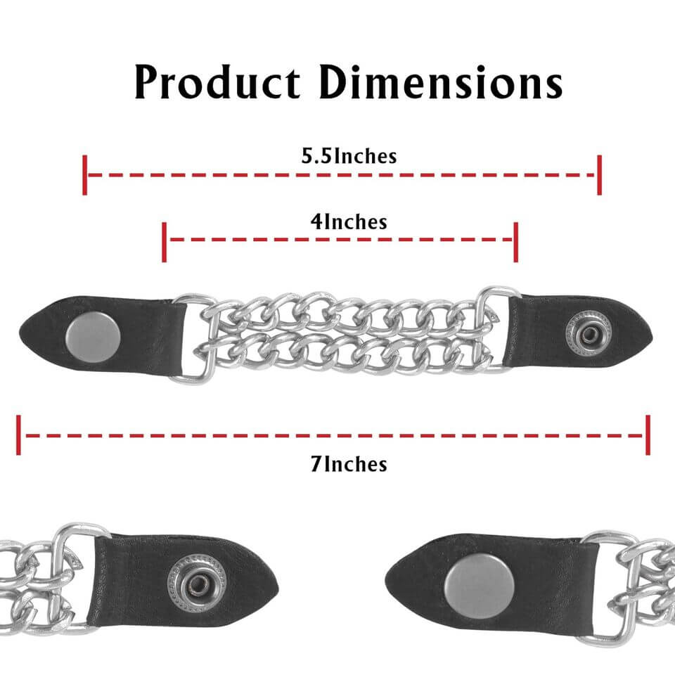 Motorcycle Vest Link Extension Genuine Leather Biker Vest Extender Chrome Chain&amp;nbsp;