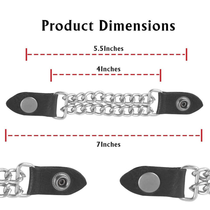 Motorcycle Vest Link Extension Genuine Leather Biker Vest Extender Chrome Chain&amp;nbsp;